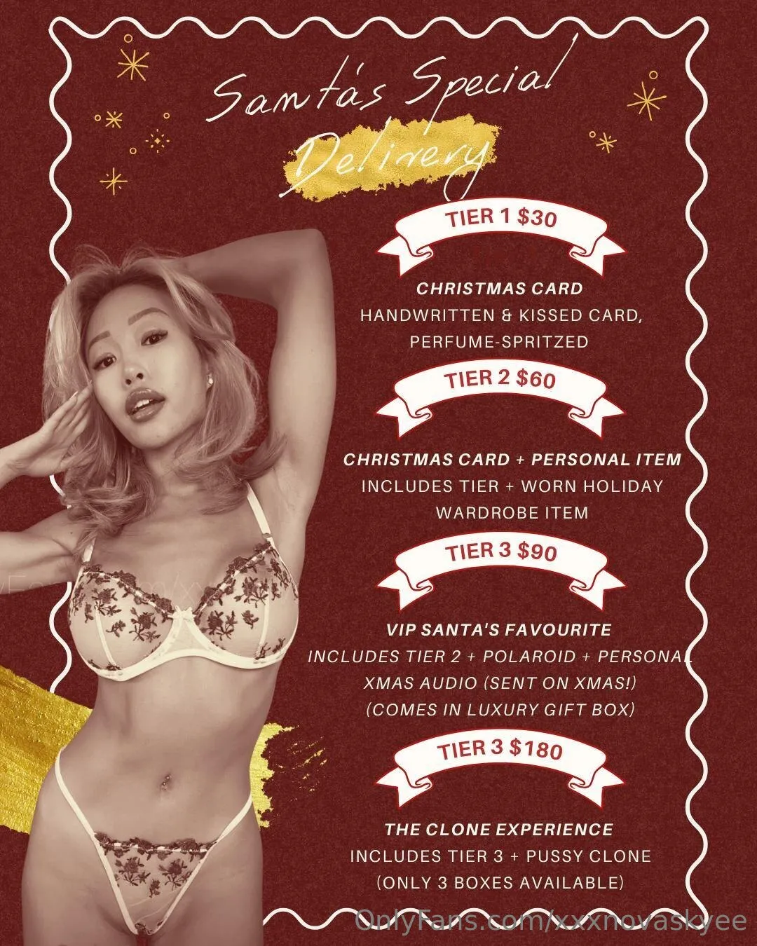 🎅🏼💋 𝗦𝗔𝗡𝗧𝗔’𝗦 𝗦𝗣𝗘𝗖𝗜𝗔𝗟 𝗗𝗘𝗟𝗜𝗩𝗘𝗥𝗬 𝗜𝗦 𝗟𝗜𝗩𝗘 💋🎅🏼It’s the most wonderful time of the year…and I’m mailing out REAL Christmas gift