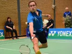 Matthew Carder in action at Scottish badminton match