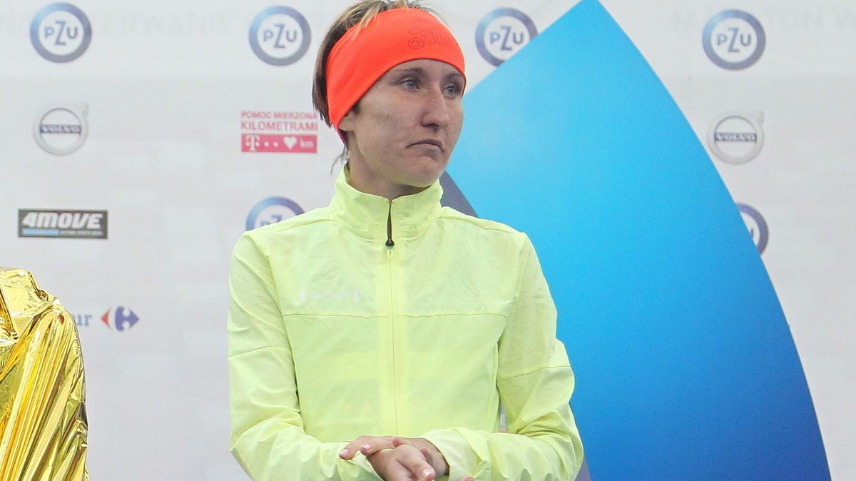 Polish marathon runner Izabela Trzaskalska during a long-distance race