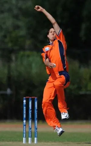 Mark Jonkman focused with determined fast-bowler expression