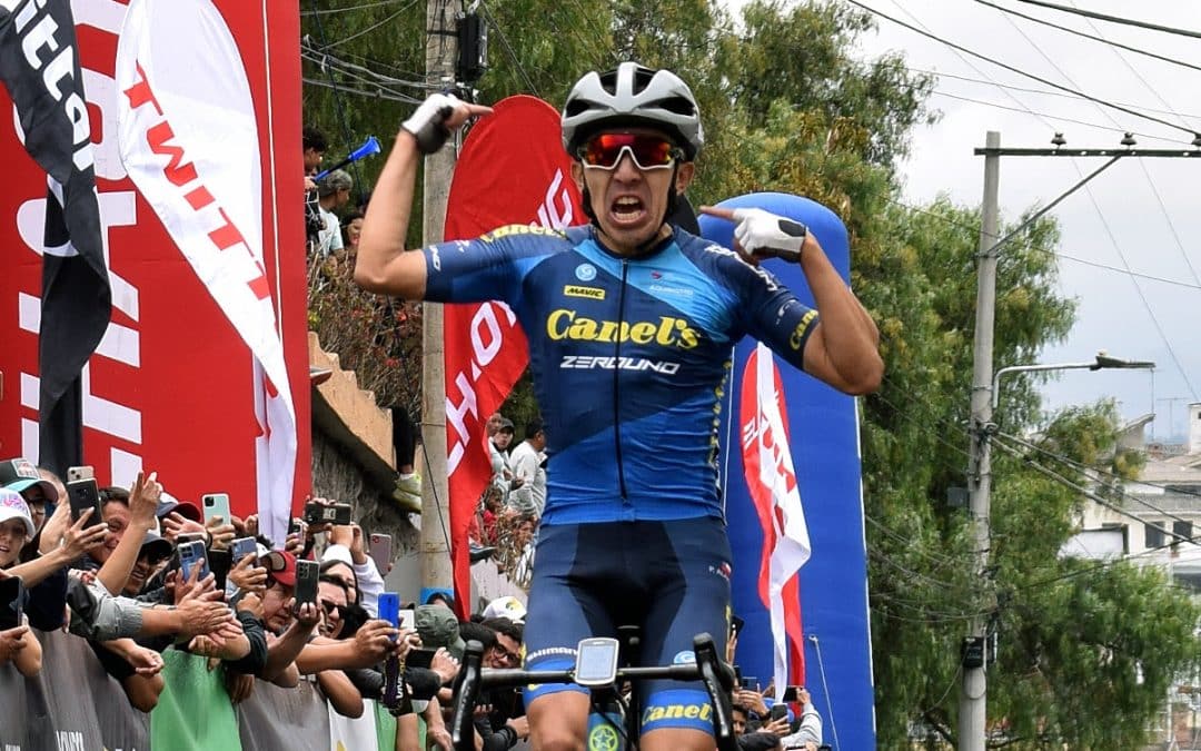 Pablo Alarcón Chilean cyclist celebrating race victory