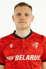 Pavel Klenyo playing midfield for Belarus team
