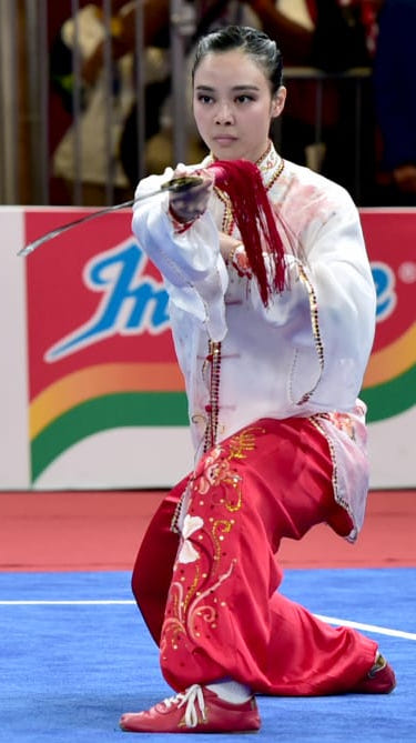 Lindswell Kwok showcasing her strength and grace in wushu